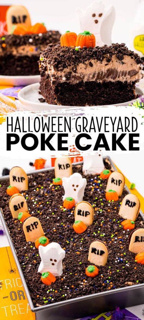 Halloween Pudding Graveyard, Halloween Chocolate Pudding, Amazing Halloween Desserts, Chocolate Graveyard Cake, Brownie Graveyard Halloween, Halloween Graveyard Cake Ideas, Chocolate Pudding Graveyard, Festive Halloween Desserts, Oreo Graveyard Dessert