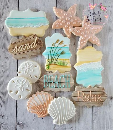 Summer Sugar Cookies, Beach Cookies, Cookies Theme, Summer Cookies, Sugar Cookie Designs, Pretty Cookies, Fancy Cookies, Creative Cookies, Beautiful Cookies