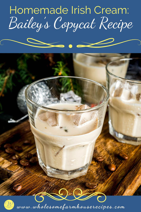 three glasses of homemade irish cream Copycat Baileys Irish Cream, Homemade Irish Cream Recipe, Recipe For Baileys Irish Cream, Homemade Baileys Recipes, Homemade Irish Cream Liquor, Homemade Baileys Irish Cream Recipes, Home Made Baileys Irish Cream, Diy Baileys Irish Cream, Baileys Recipes Drinks