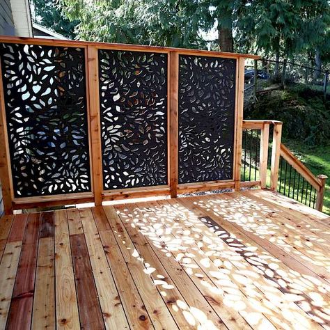 Decorative Screens Outdoor, Privacy Screen Deck, Garden Fence Art, Deck Privacy, Laser Cut Screens, Privacy Fence Designs, Patio Privacy, Garden Privacy, Backyard Privacy