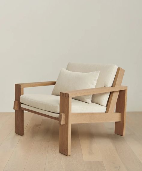 The Home Spring Event Rustic Lounge Chair, Diy Furniture Sofa, Tumblr Room Decor, Wood Lounge Chair, Wood Chair Design, Furniture Dimensions, Outdoor Furniture Decor, Linen Chair, Built In Furniture