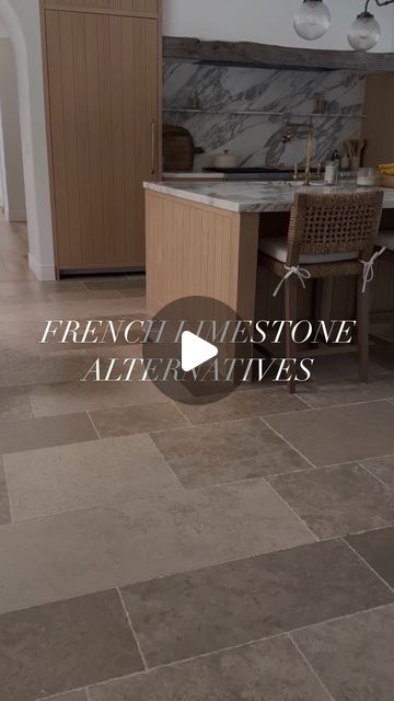 MJB Design on Instagram: "major home inspo by @sivanayla HOWEVER; real French limestone flooring can be very costly ($18 to $40 per square foot at the very least) Although the real stuff is GORGEOUS, if you want a similar look for much less, check out these options for your Mediterranean / European style home!

#architecture #interiordesign #trending #design #architecturephotography #architect #archdigest #archdaily #decor #interiors #homebuild #inspiration #inspo #designinspo #designinspiration #interiordesigner #interiorstyle #style #interiorphotography #interiorproject #startup #designstudio #aia #iida #moodboards #miamidesign #newyorkdesign #frenchlimestone #porcelaintile #limestonetile" Mediterranean Flooring Ideas, European Tile Floor, Limestone Floor Bathroom, Limestone Floors, Natural Stone Floors, Limestone Kitchen, Limestone Floor, Kitchen With Tile Flooring, Limestone Flooring Kitchen