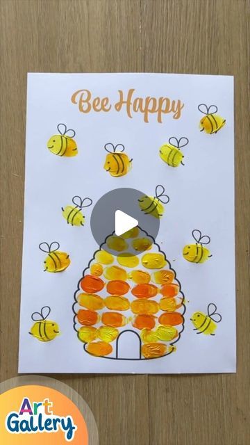 Painting With Fingerprints, Thumbprint Bees, Bee Activities For Toddlers, Finger Painting Ideas, Fingerprint Painting, Thumb Painting, Senior Crafts, Fingerprint Crafts, Bee Activities