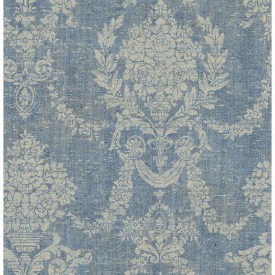 French Cottage Style, Transitional Wallpaper, Blue And White Wallpaper, Country Cottage Decor, W Wallpaper, Floral Damask, Wallpaper Rolls, Damask Wallpaper, French Cottage