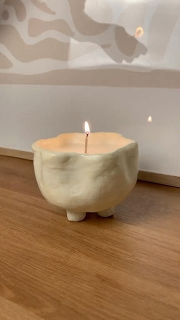 Diverse Pottery on Instagram: "Candle jar idea🕯️| 🎥 @helloclayre Follow @diversepottery for daily pottery and ceramics content 🏺 - Follow @diversepottery Follow @diversepottery Follow @diversepottery If you learned something new or were inspired, please like and share the video🙏🏽 - DM for removal request. No copyright intended. All rights and credits reserved to the respective owner. #pottery #ceramic #clay #artist #handmade #ceramicstudio #sculpture #art #design #handmadeceramics #homedeco Ceramic Candle Vessel, Clay Candle Pots, Air Dry Clay Candle, Pottery Candles, Candle Pottery, Valentines Candles, Ceramic Candle Jar, Clay Candles, Ceramic Candles