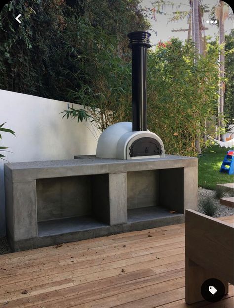 Brick Oven Pizza Outdoor, Outdoor Pizza Oven And Fireplace Modern, Outdoor Pizza Oven On Deck, Modern Pizza Oven Outdoor, Concrete Barbecue Outdoor, Outdoor Patio Pizza Oven, Pizza Oven On Deck, Modern Outdoor Kitchen With Pizza Oven, Concrete Outdoor Kitchen Modern