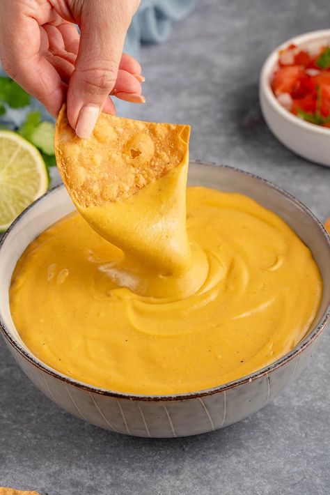 Vegan Nacho Cheese - Sweet Simple Vegan Cheese Sauce For Nachos, Sauce For Nachos, Vegan Nacho Cheese Sauce, Vegan Swaps, Vegan Nacho Cheese, Nachos Cheese, Vegan Super Bowl, Dairy Free Dips, Dairy Substitutes