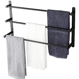 KITHOLD Shower Door Hooks, Triple Hooks Design Towel Hooks, Stainless Steel Over Door Hook, 2 Pcs Heavy Duty Hooks for Bathroom Glass Door Shower Door (Black), Robe & Towel Hooks - Amazon Canada Toallero Ideas, Black Towel Bar, Wall Mounted Towel Rack, Matte Black Bathroom, Double Towel Bar, Towel Shelf, Towel Rod, Towel Organization, Black Towels