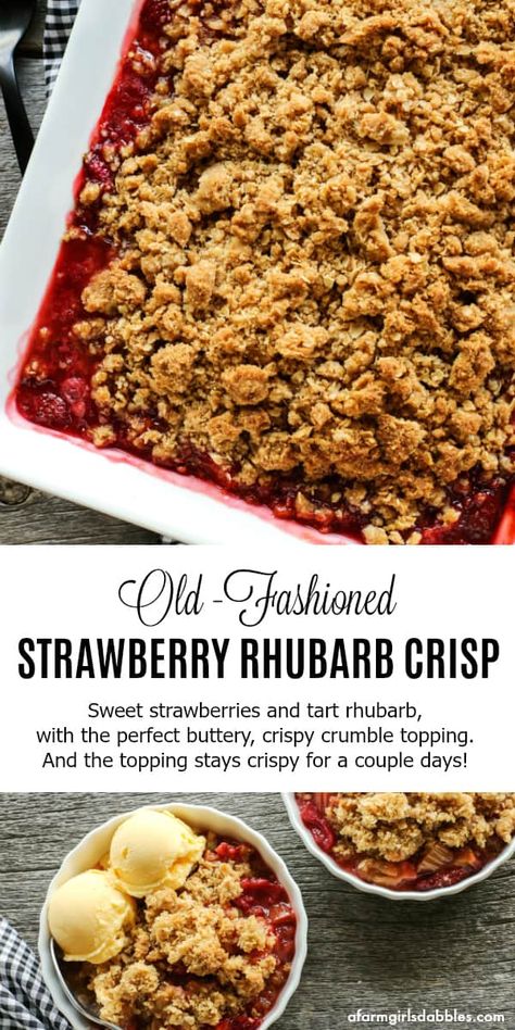 Easy Rhubarb Recipes, Strawberry Rhubarb Recipes, Rhubarb Recipes Crisp, Rhubarb Strawberry, Strawberry Crisp, Strawberry Rhubarb Crisp, Rhubarb Desserts, Rhubarb Crisp, Rhubarb Cake