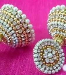 Search Results for Earrings - Mirraw Bridal Jhumkas, Mobile Earrings, Onam Special, Onam Festival, Silk Thread Bangles Design, Silk Thread Earrings, Thread Bangles Design, Fabric Jewellery, Zardozi Embroidery