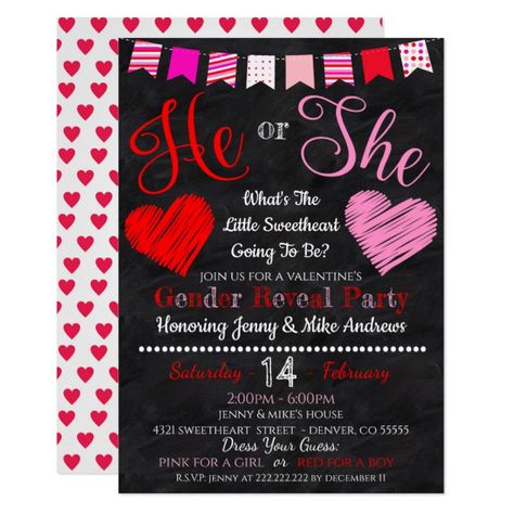 Valentines Day Gender Reveal, Valentines Gender Reveal, Baby Shower Couples, Intimate Party, Heart Graphics, Gender Reveal Themes, Gender Reveal Party Invitations, Valentines Day Baby, Valentine's Day Party