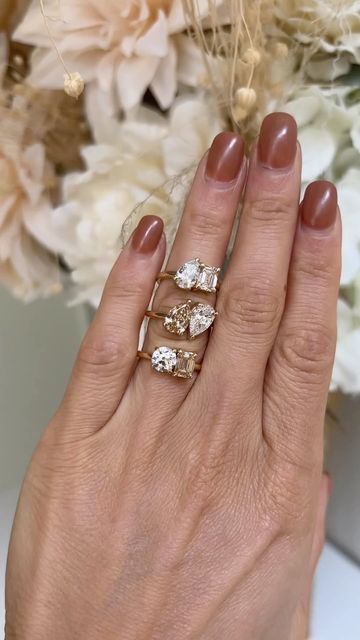 Berlinger Jewelry, Toi Et Moi Ring With Wedding Band, Marquise Diamond Ring Settings, Champagne Diamond Ring Engagement, Solitaire Ring Designs, Marquise Diamond Engagement Ring, Marquise Diamond Ring, Elegant Engagement Rings, Engagement Rings Marquise