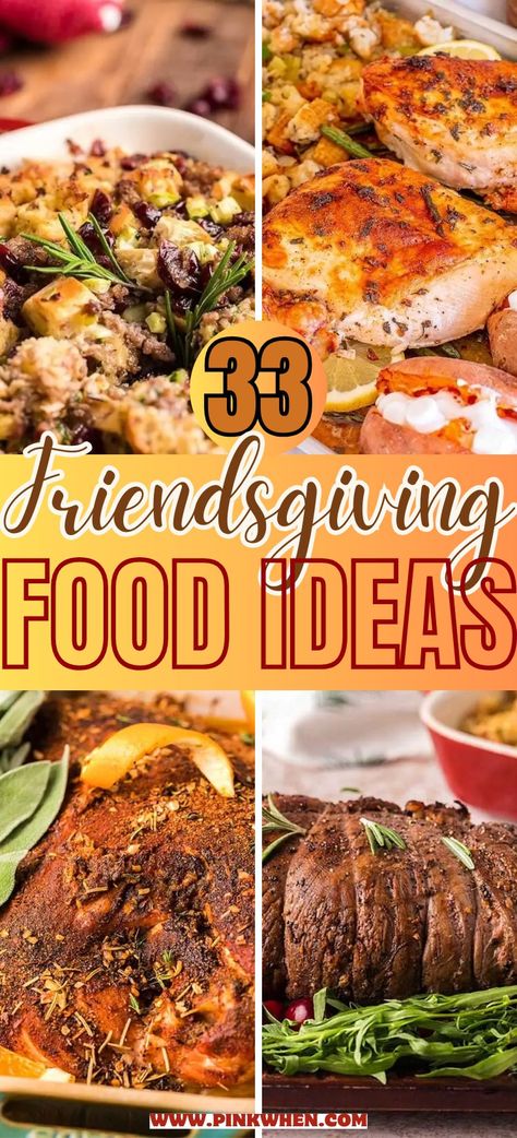 Friendsgiving Dessert Ideas, Friendsgiving Menu Ideas, Friendsgiving Side Dishes, Friendsgiving Dessert, Food Ideas To Make, Thanksgiving Food Ideas, Friendsgiving Recipes, Friendsgiving Appetizers, Main Dish For Potluck