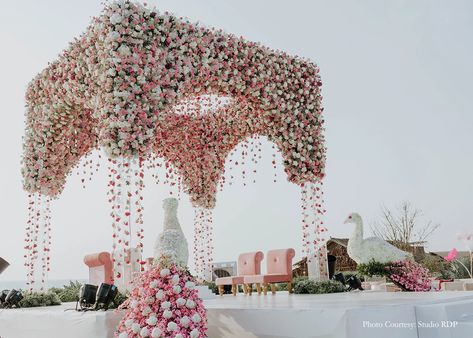 Mandap Wedding, Floral Mandap, Pastel Wedding Decorations, Mandap Design, Pink And White Weddings, Wedding Entrance Decor, Digital Invitations Wedding, Mandap Decor, Wedding Planning Decor