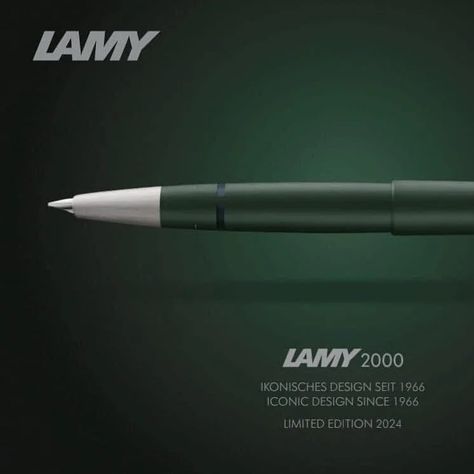 The Lamy 2000 in Pine Green is finally announced! To celebrate the 58th year of their iconic 2000 range, LAMY present this unique LAMY 2000. The LAMY 2000 Pine Green Fountain Pen is a limited edition masterpiece that combines elegance with functionality. With only 5058 pieces available worldwide, this pen is a rare find for collectors and writing enthusiasts alike. The deep pine green hue adds a touch of nature-inspired sophistication to your writing experience. Crafted from durable polycarb... Lamy 2000, Pine Green, The Deep, Fountain Pen, Nature Inspired, Nature Inspiration, Limited Edition, Pen, Range