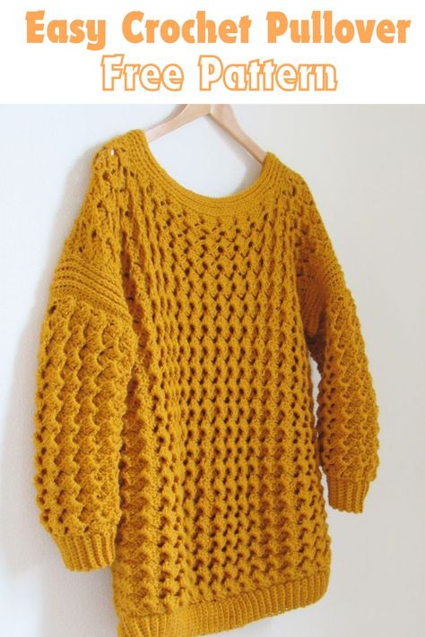 Check out this easy crochet pullover free pattern! This Crochet Sweater Pattern Free is perfect for beginners, with simple stitches and an oversized fit for extra comfort. Whether you're crafting a Cute Crochet Sweater Pattern Free for yourself or as a gift, this Easy Beginner Crochet Sweater Pattern is a must-try. The relaxed Pull Over Crochet Sweater design makes it a trendy, versatile piece. Follow along with this Oversize Sweater Pattern and create a cozy, handmade Pullover Crochet sweater today Oversize Sweater Pattern, Crochet Pullover Pattern, Crochet Sweater Design, Crochet Pullover, Crochet Jumper, Crochet Sweater Pattern Free, Womens Crochet Patterns, Crochet Lace Pattern, Crochet Dresses