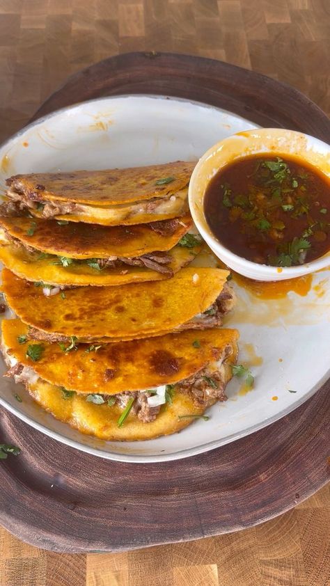 Birria tacos | Birria tacos | By Miguels cookingwithfire Miguels Cookingwithfire, Cooking With Fire, Delicious Tacos, Oaxaca Cheese, Amazing Food Hacks, Birria Tacos, Food World, Chile Relleno, Beef Chuck Roast