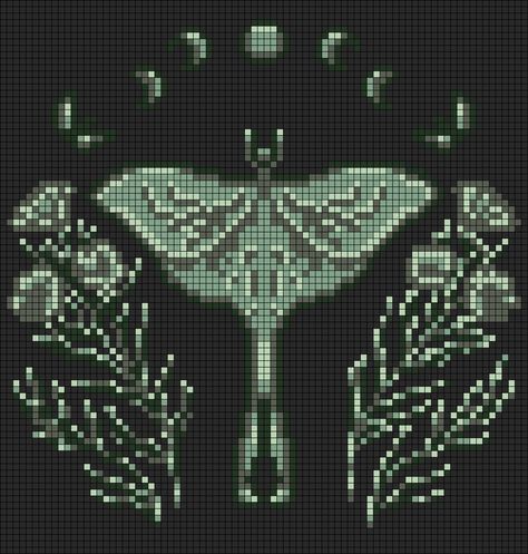 Alpha pattern #150054 | BraceletBook Luna Moth Alpha Pattern, Alpha Pixel, Wallhanging Patterns, Moth Insect, Alpha Designs, Pokemon Pixel, Night Nature, Grid Patterns, Easy Crochet Stitches