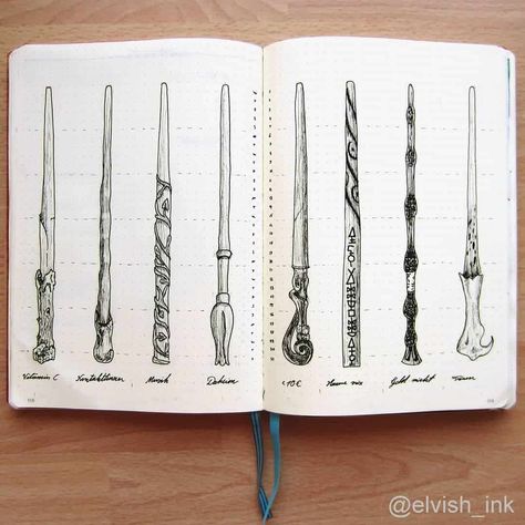 Harry Potter Bullet Journal, Harry Potter Sketch, Cer Nocturn, Harry Potter Journal, Harry Potter Tattoos, Harry Potter Drawings, Harry Potter Wand, Harry Potter Crafts, Bullet Journal Notebook