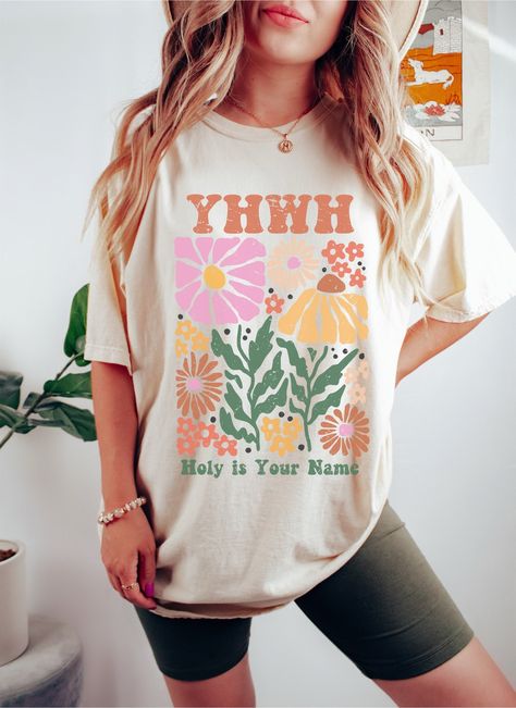 Yhwh Shirt, Yahweh, Yahweh Tshirt, Comfort Colors Christian T-shirts, Floral Christian Tee, Christian Women Gifts, Christian Aesthetic Gifts Jesus Apparel, Aesthetic Gifts, Boho Christian, Gifts Christian, Church Shirt, Minimalist Shirts, Coffee With Friends, Christian T Shirts, Shirts Vintage