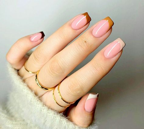 Soft Gel Design Ideas, Fall Inspired Nails Square, Beige French Tips Nails, Brown Micro French Nails, Fall Square French Tip Nails, Fall French Tip Nails Square Short, Simple Everyday Nails, Fall Nail French Tip Designs, Light Brown French Tip Nails