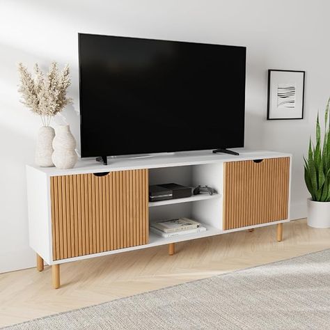 This Tv console is the best addition for a minimalistic and contemporary home Fluted Tv Stand, Table With Storage, Media Console, Center Console, Entertainment Center, Tv Stand, Console Table, Entertainment, Media