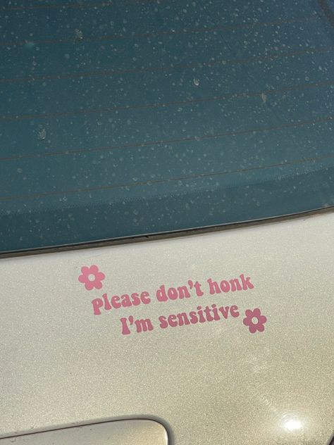 Cute Car Astethic, Car License Aesthetic, Dont Honk At Me Im Sensitive, Girly Car Aesthetic, Y2k Car Stickers, Kawaii Car Stickers, Cute Car Stickers, Car Stickers Aesthetic, Girly Car Decals