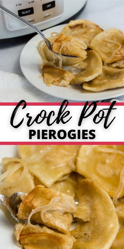 This Crock Pot Pierogi recipe is a quick dinner for any night. With only a few simple ingredients you can set it and forget it. Crockpot Pierogies Slow Cooker, What Do You Make With Pierogies, Pierogi Casserole Crockpot, Pierogi Crockpot, Pierogi Dinner Ideas Crockpot, Perogies Crockpot Recipe, Slow Cooker Pierogies, Crock Pot Pierogies, Slow Cooker Pierogies And Kielbasa