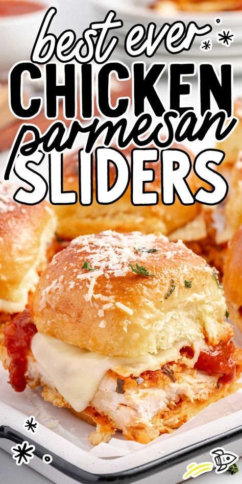 Savor the perfect bite-sized package of crispy chicken, zesty marinara sauce, and melted cheese with chicken parmesan sliders, an ideal treat for any occasion. Cheesy Marinara Chicken Sliders, Parmesan Garlic Chicken Sliders, Easy Chicken Parm Sliders, Garlic Parmesan Chicken Sliders On Hawaiian Rolls, Shredded Chicken Parm Sliders, Chicken Park Sandwich, Chicken Parm Sliders Recipes, Mini Chicken Parm Sliders, Chicken Thigh Sliders Recipes