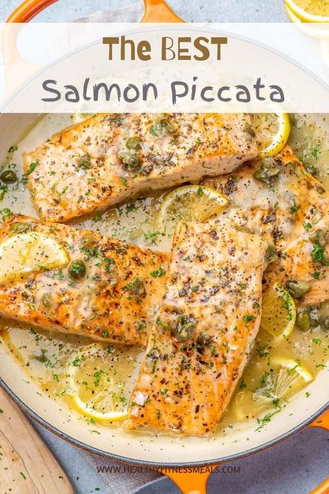 Salmon Piccata Recipe, Capers Sauce, Salmon Piccata, Best Salmon, Piccata Recipe, Fitness Meals, Healthy Fitness Meals, Healthy Salmon, Salmon Dinner