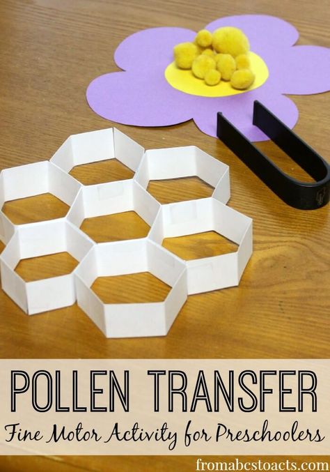 fine motor pollen transfer - bumblebee preschool theme Insects Preschool, Bugs Preschool, Bee Activities, Activity For Preschoolers, Fine Motor Activity, Insects Theme, Preschool Fine Motor, Spring Preschool, Preschool Science