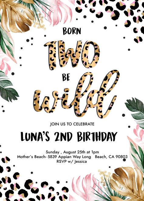 Born 2 Be Wild Birthday Girl, 2 Wild Birthday Party Girl, Born Two Be Wild Birthday Girl, Two Wild Birthday Party Girl, Twin Birthday Themes, Two Wild Birthday, Wild Birthday Party, Flamingo Birthday Party, Second Birthday Ideas