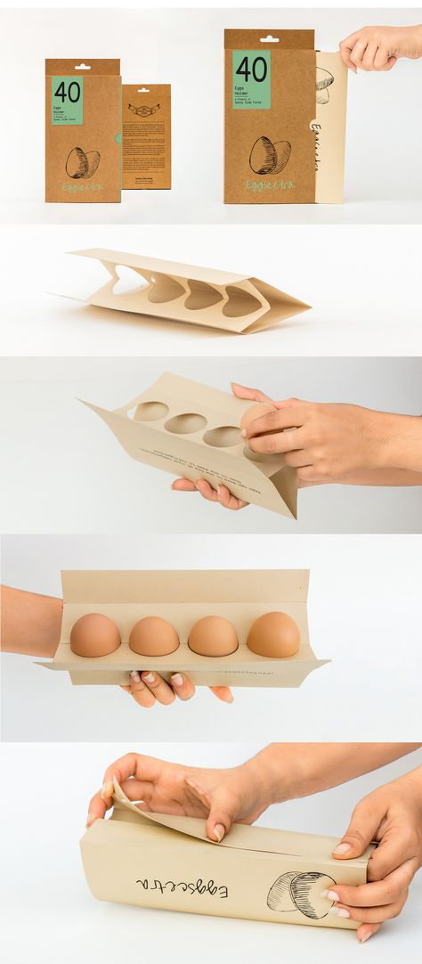 Eggscetra - an egg packaging on Behance Egg Packaging Design, Brand Packaging Design, Egg Packaging, Carton Design, Milk Packaging, Consumer Packaging, Organic Eggs, Egg Box, Eco Packaging