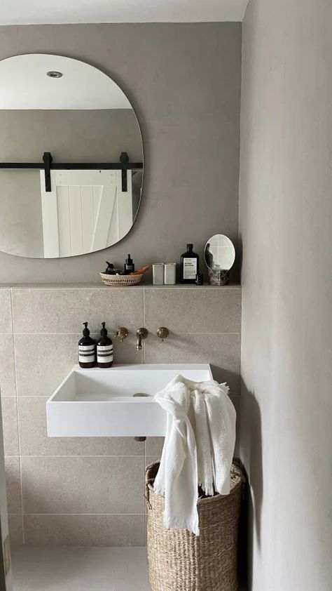 Microcement Bathrooms - Everything You Need To Know | Relentless Microcement Bathroom, Cement Bathroom, Bathroom Under Sink, Wall Hung Sink, Big Baths, Mandarin Stone, Bathroom Transformation, Bathroom Units, Concrete House