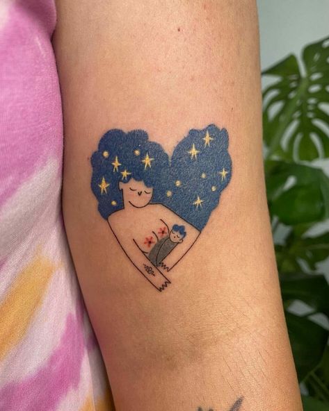 101 Best Motherhood Tattoo Ideas That Will Blow Your Mind! 11 Outsons Minimal Motherhood Tattoo, Tattoos About Motherhood, Baby And Mom Tattoo, Tattoos Representing Motherhood, Parenthood Tattoo Ideas, Symbols For Motherhood, Mom And Children Tattoo, Tattoos Symbolizing Motherhood, Tattoos For Kids Mom