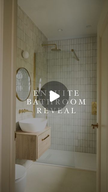 Rebecca Lawson on Instagram: "ad / EN-SUITE BATHROOM REVEAL  .  One of my favourite things to happen as a result of our renovation is managing to turn one bathroom into two! Full credit for this happy development has to go to @rebecca.wakefield who made the suggestion that, instead of knocking the old bathroom together with the airing cupboard and separate loo and having one larger bathroom - we could actually carve the space in two and create both a family bathroom and en-suite for the guest room!  .  Neither feel like a. compromise and actually the en-suite is so nice I am often tempted to take a vacation to the guest room to use it! @crosswater_uk brassware from their MPRO range creates a luxe feel whilst their slimline shower screen has a minimal look which makes the space look bigger Rebecca Wakefield, Small Ensuite Bathroom Ideas, Guest Ensuite, Small Ensuite Bathroom, Small Ensuite, Airing Cupboard, En Suite Shower Room, Old Bathroom, Suite Bathroom