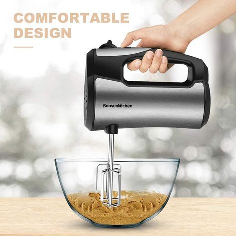 Bonsenkitchen electric handheld mixer is equipped with a 300w motor, which is much more powerful than others. Whether you are a professional chef or a baking enthusiast, you can finish the hardest dough in a short time with the egg beater. Egg Cream, Handheld Mixer, Electric Hand Mixer, Egg Beater, Steel Accessories, Egg Beaters, Stainless Steel Accessories, Hand Mixer, Kitchen Mixer