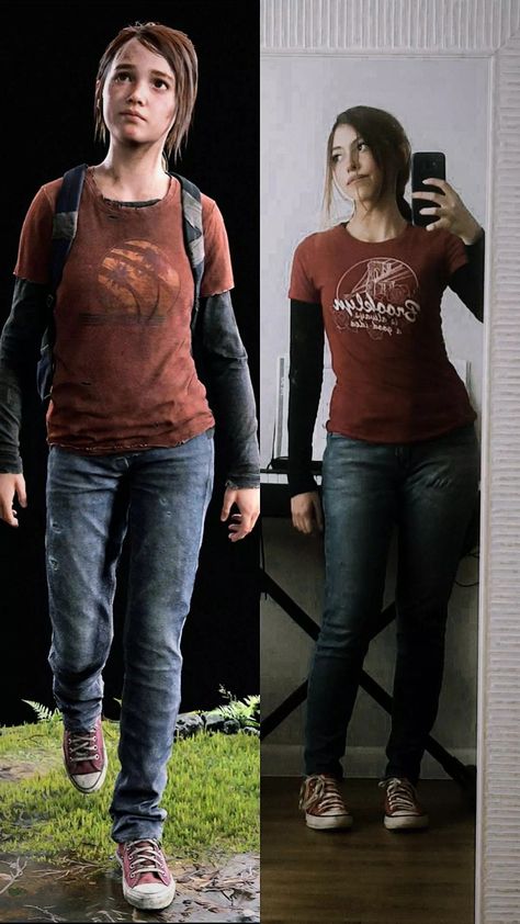 Last Of Us Ellie Outfit, Tlou Ellie Cosplay, Ellie The Last Of Us Game, Ellie Tlou Costume, Ellie The Last Of Us Outfit Ideas, Last Of Us Halloween Costume, Tlou Inspired Nails, Ellie Williams Dress To Impress, Ellie Williams Cosplay Guide