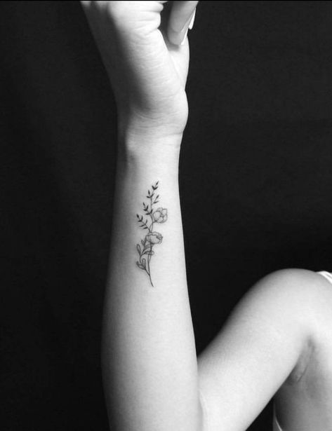 Hand Tattoos For Women Floral, Floral Wrist Tattoos For Women, Dainty Flower Tattoos Arm, Wrist Tattoo Flower, Dainty Arm Tattoos For Women, Dainty Wrist Tattoos For Women, Birthdate Tattoos, Dainty Floral Tattoo, Outer Wrist Tattoo