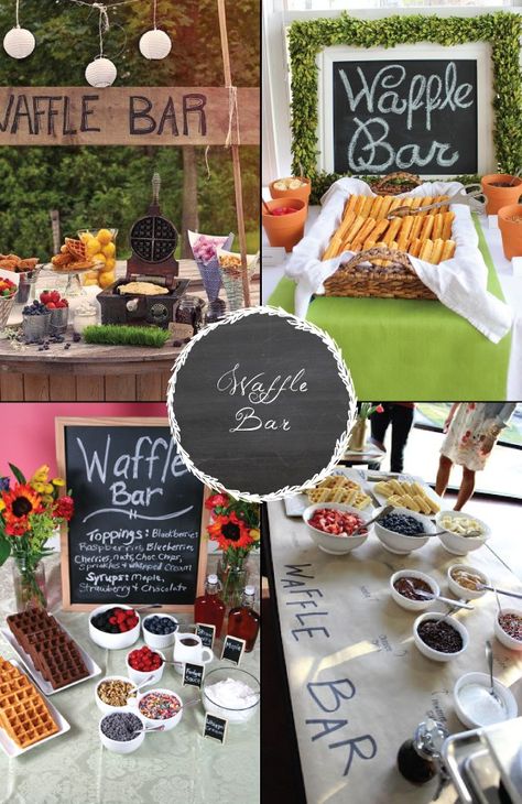 Waffle Bar with topping kids will enjoy? Reception Food Station, Wedding Reception Food Stations, Wedding Food Stations, Waffle Bar, Buffet Ideas, Gourmet Breakfast, Wedding Brunch, Reception Food, Wedding Reception Food