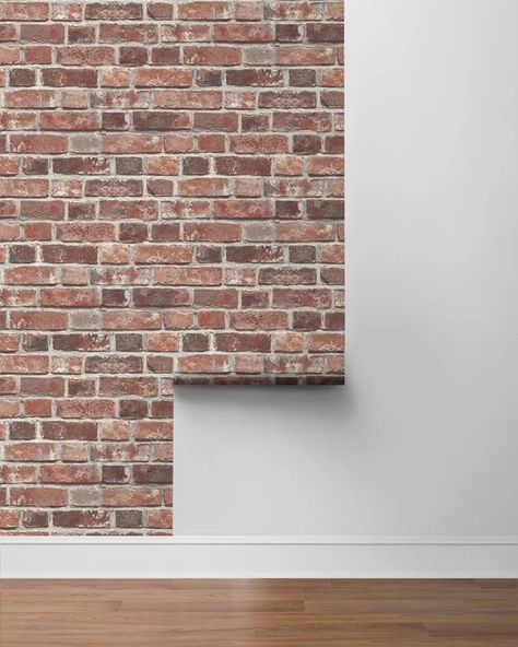 Brick Roll Faux Brick Wallpaper, Sarah Richardson Design, Farmhouse Aesthetic, Faux Brick, Brick Wallpaper, Wallpaper Pattern, Well Decor, Stained Glass Panels, Smooth Walls