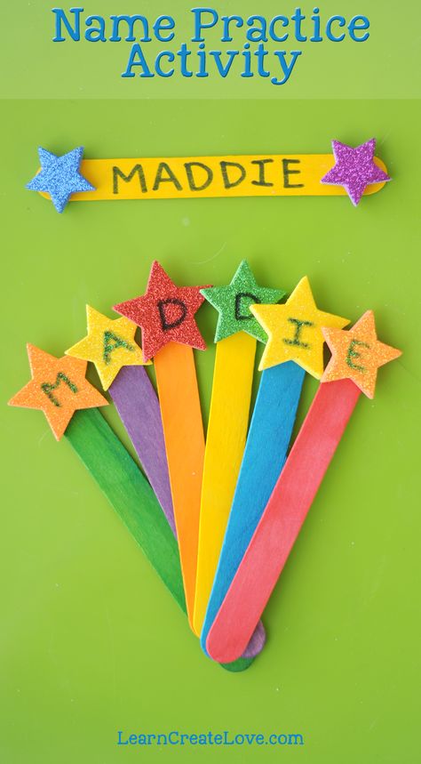 Popsicle Stick Name Practice Popsicle Stick Crafts For Kids, Flower Crafts Kids, Name Practice, Popsicle Crafts, Name Crafts, Crafts For Teens To Make, Homeschool Crafts, Name Activities, Stick Art