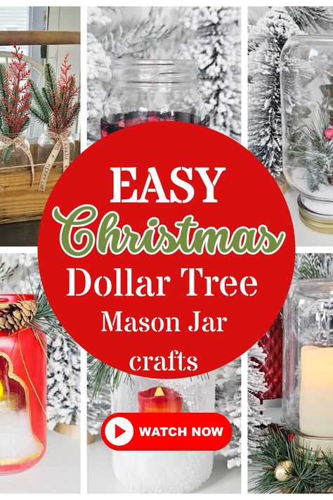 Mason Jar Christmas Crafts.  DIY Christmas Decor Ideas Using Dollar Tree Mason Jars Glass Jar Crafts Christmas Diy Projects, Mason Jar Christmas Tree, Holiday Jar Crafts, Christmas Mason Jars With Fairy Lights, Christmas Crafts Using Mason Jars, Mason Jars Christmas Ideas, Diy Frosted Glass Jars, Mason Jar Crafts Diy Homemade Gifts, Christmas Decor Mason Jars