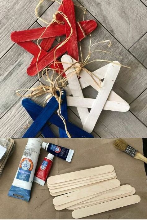 Patriotic Crafts Diy, Americana Crafts, 4th July Crafts, Star Banner, Fourth Of July Decor, Crafts For Seniors, Patriotic Crafts, 4th Of July Celebration, 4th Of July Decorations