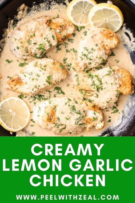 If you're seeking a straightforward yet flavor-packed dish, this creamy lemon garlic parmesan chicken is sure to delight. Made with succulent, tender chicken and a rich parmesan sauce, it’s a one-pan meal you’ll find yourself making again and again. Perfect for busy weeknights, this chicken recipe is a family favorite. Lemon Garlic Parmesan Chicken, Garlic Chicken Crockpot, Lemon Sauce For Chicken, Grilled Broccolini, Lemon Garlic Sauce, Creamy Parmesan Sauce, Side Dishes For Chicken, Quick Chicken Recipes, Lemon Garlic Chicken