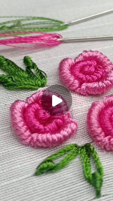 Embroidery Design On Neck, Hand Embroidery Rose Pattern, Bullion Embroidery Tutorial, Hand Embroidery Roses Tutorials, Bullion Roses Embroidery Tutorial, Bullion Roses Embroidery Design, Bullion Embroidery Design, Bullion Stitch Embroidery Design, Embroidery Rose Tutorial