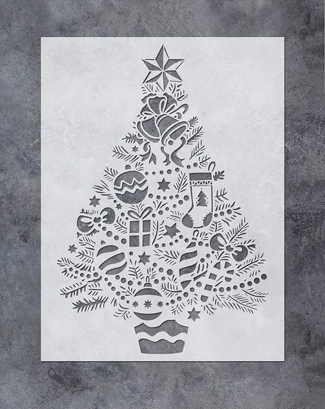 Amazon.com : GSS Designs Christmas Tree Wall Art Stencil - Reusable Stencil(12x16inch) - Christmas Decoration Tree Painting Template for Furniture, Wall, Window, Fabric, Wood(SL-073) : Arts, Crafts & Sewing Christmas Tree Wall Art, Christmas Tree Stencil, Stencil Wall Art, Christmas Tree Template, Christmas Tree Wall, Tree Stencil, Painting Templates, Wall Window, Window Art