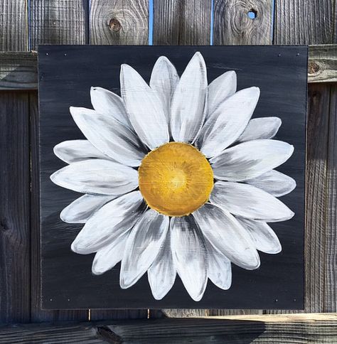 Easy Flower Painting, Acrylic Painting Flowers, Daisy Painting, Soyut Sanat Tabloları, Simple Acrylic Paintings, Arte Inspo, Acrylic Canvas, Flower Art Painting, Flower Canvas