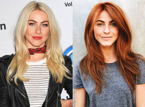 Julianne Hough: Stars' Epic Hair Transformations Blonde To Red Hair, Silver Hair Short, Blonde To Red, Julianne Hough Short Hair, Julianne Hough Hair, Epic Hair, Underlights Hair, Short Hair Highlights, Silver Blonde Hair