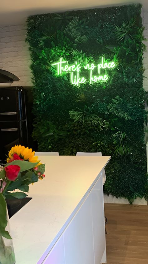 🏡✨ There's no place like home—especially when it's glowing with warmth and style! @CreateNeon brings your space to life with custom neon signs, perfect for creating that cozy, welcoming vibe. 🌿💡 #CreateNeon #HomeVibes #NeonDecor #GreenGlow #NeonAesthetic Neon Lights Living Room Grass, Neon Signs Green Wall, Ivy Wall With Neon Sign, Green Neon Lights Aesthetic, Neon Green Sign Aesthetic, Green Living Room Decor, Neon Decor, Neon Aesthetic, Living Room Green